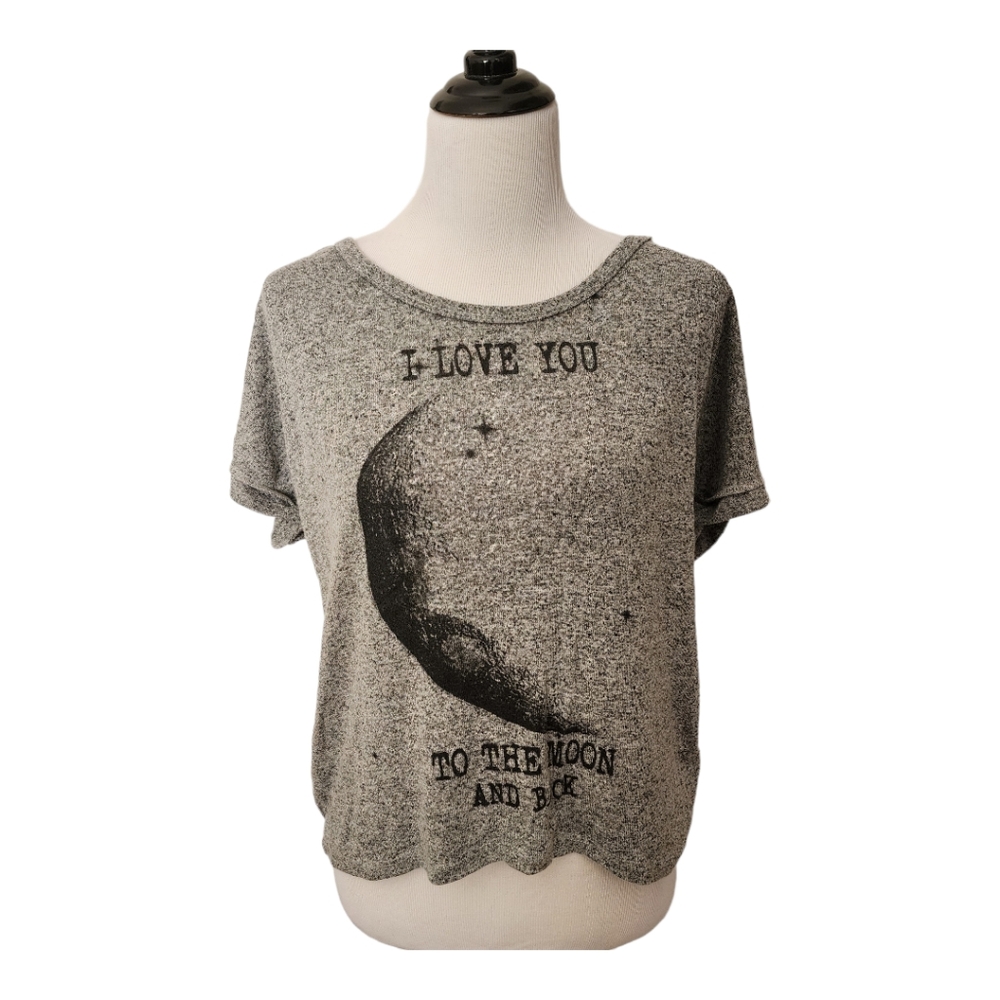 Blushed XL Gray and Black I love you to the moon and back Soft Tee Shirt Top